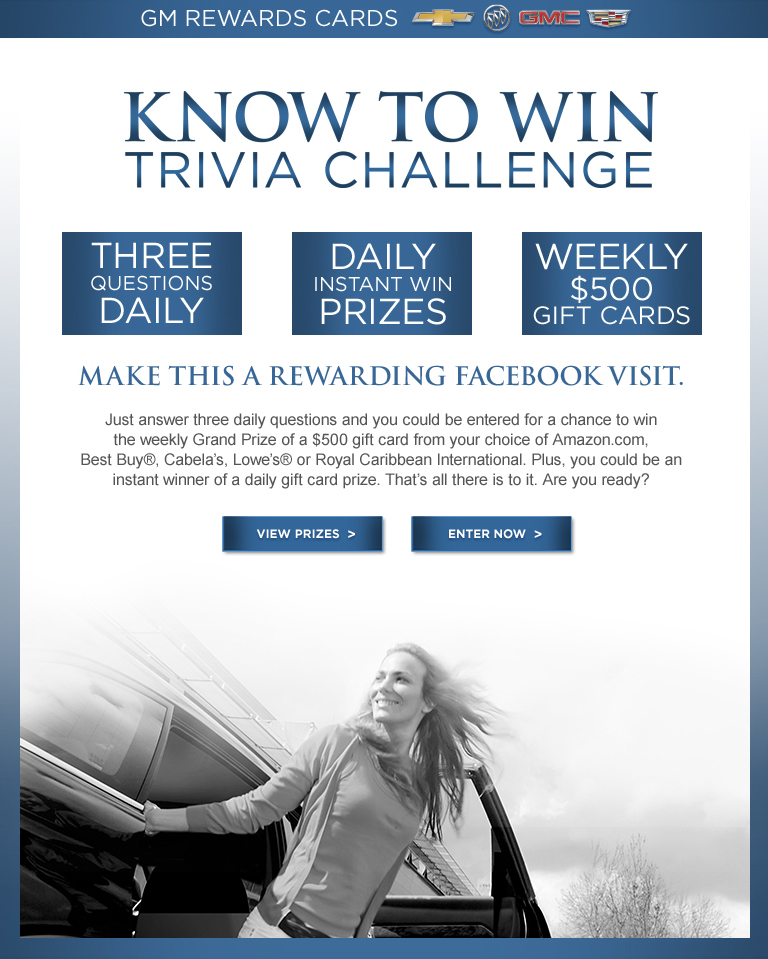 GM Card Facebook Contest Landing Page